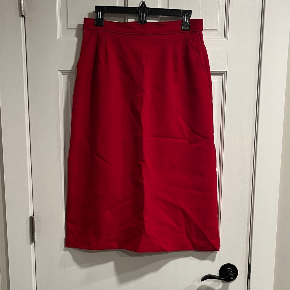Vintage Red Pencil Skirt with Pockets Made in USA Size 12